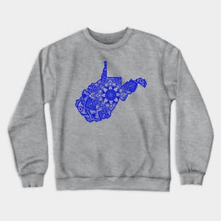 Blue West Virginia State Gift Mandala Yoga WV Art Crewneck Sweatshirt